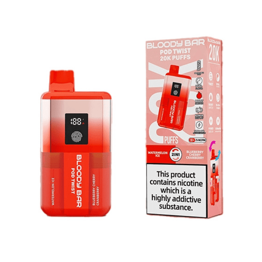 Bloody Bar Pod Twist 20K Prefilled Pod Kit Box of 5 in Watermelon Ice at UK Vaper Wholesale