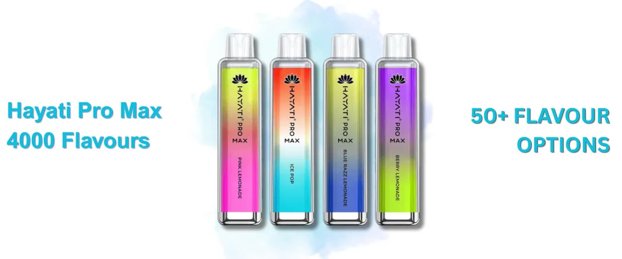 Hayati Pro Max 4000 Puffs (box of 10) multi-flavour display for box of 10 orders: Pink Lemonade, Ice Pop, Blue Razz LemonadeHayati Pro Max 4000 Puffs multi-flavour display for box of 10 orders: Pink Lemonade, Ice Pop, Blue Razz Lemonade