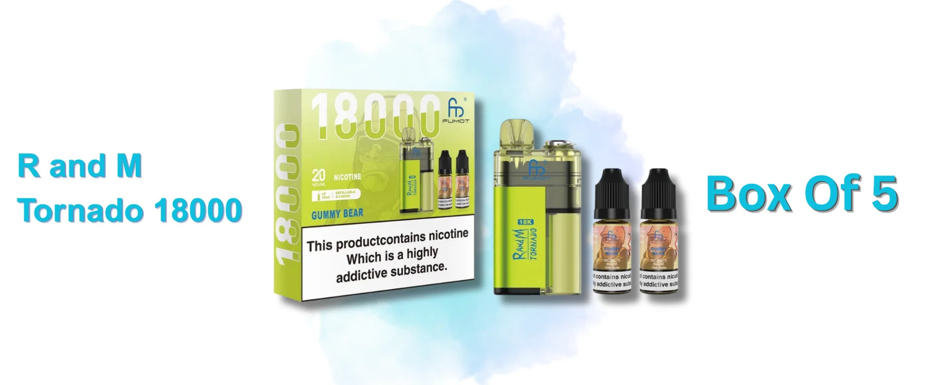 R and M Tornado 18000 Box of 5 Prefilled Pod Kit | 19.55 R and M Tornado 18000 Box of 5 Prefilled Pod Kit | 19.55