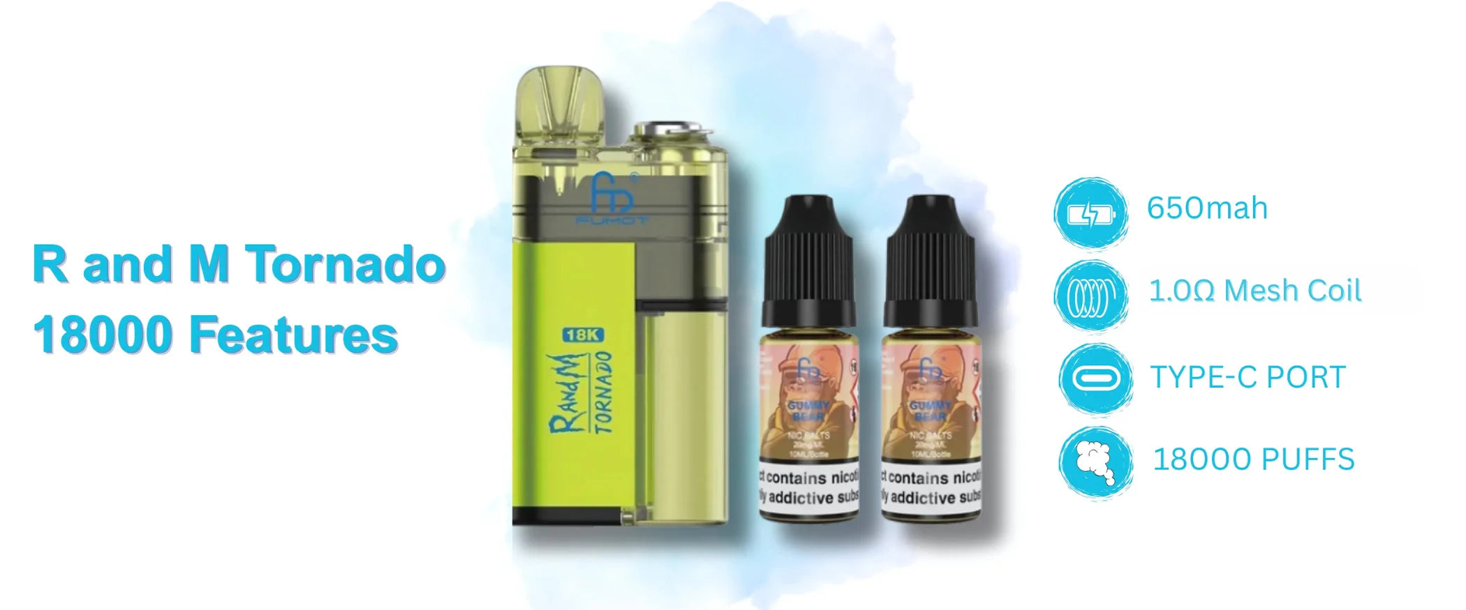 R and M Tornado 18000 Box of 5 Features