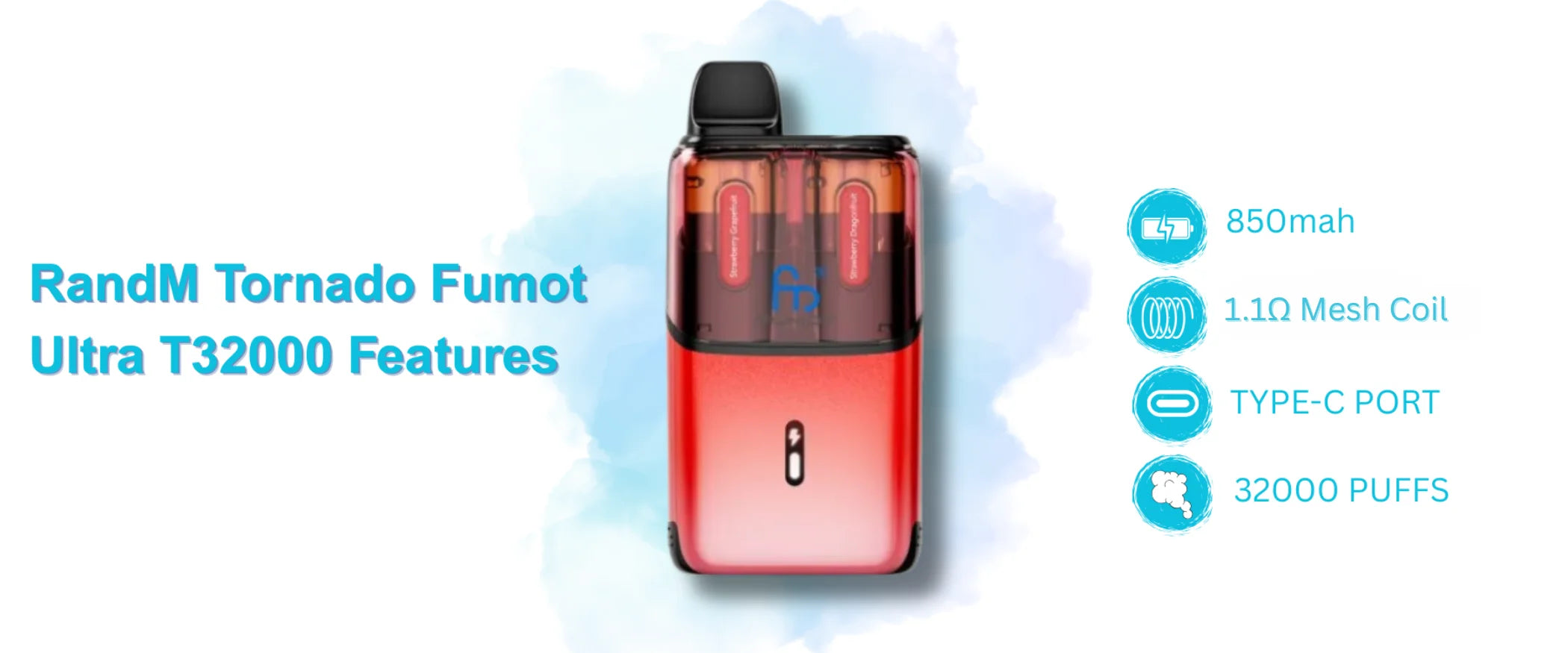 RandM Tornado Fumot Ultra T32000 Box of 5 Features